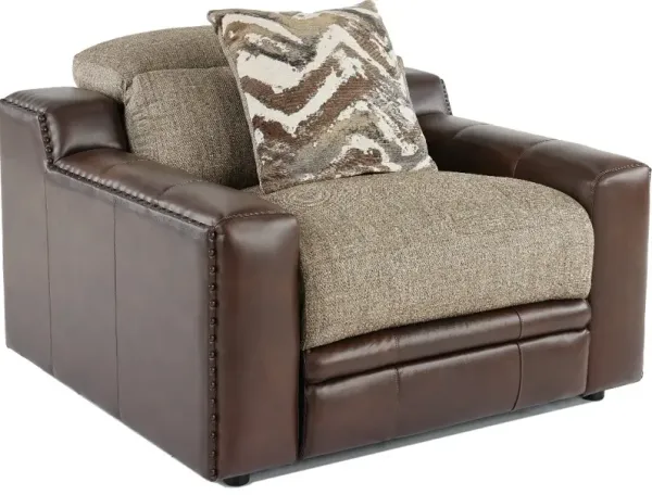 Two-Tone Brown Power Recliner with Power Headrest