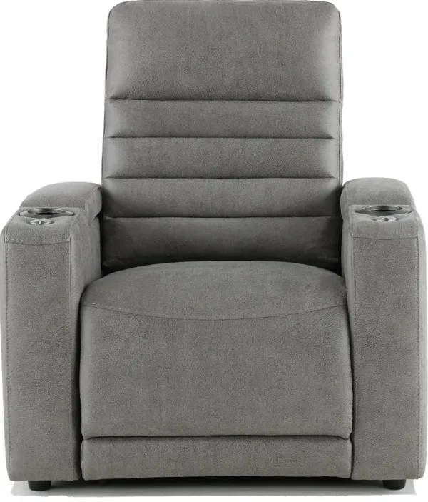 Macke Light Gray Power Recliner with Power Headrest