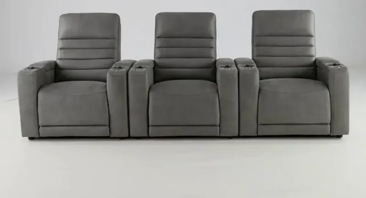 Macke Light Gray 3 Piece Power Home Theater Seating