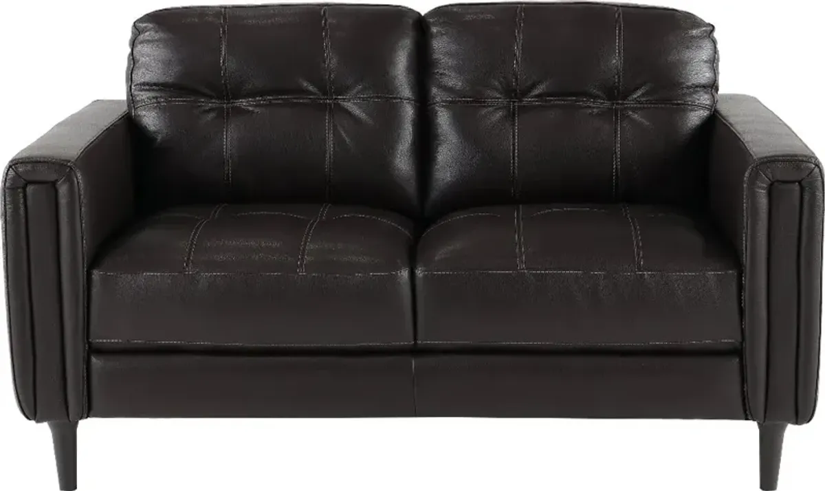 Verona Dark Brown Leather Loveseat