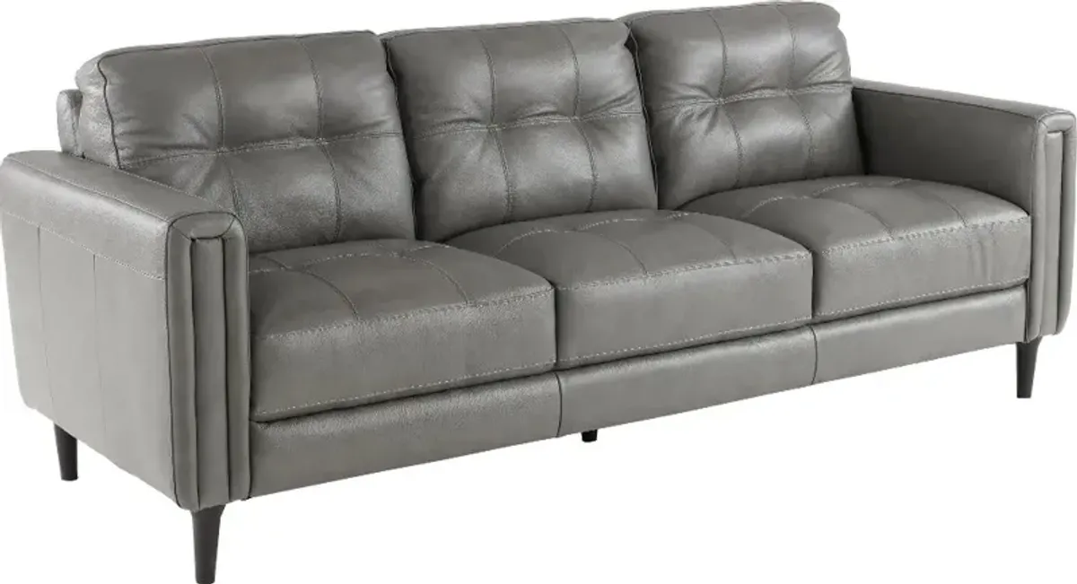 Verona Gray Leather Sofa