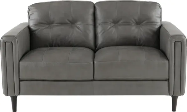 Verona Gray Leather Loveseat