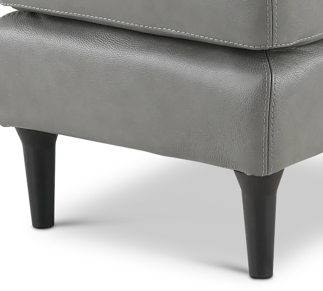 Verona Gray Leather Ottoman