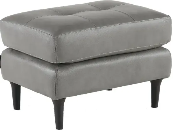 Verona Gray Leather Ottoman