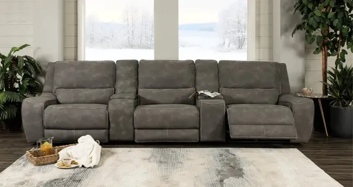 Sauvage Charcoal Gray Power Reclining Home Theater Sectional