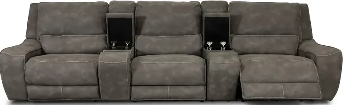 Sauvage Charcoal Gray Power Reclining Home Theater Sectional