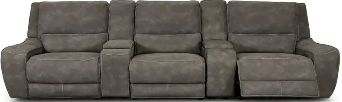 Sauvage Charcoal Gray Power Reclining Home Theater Sectional