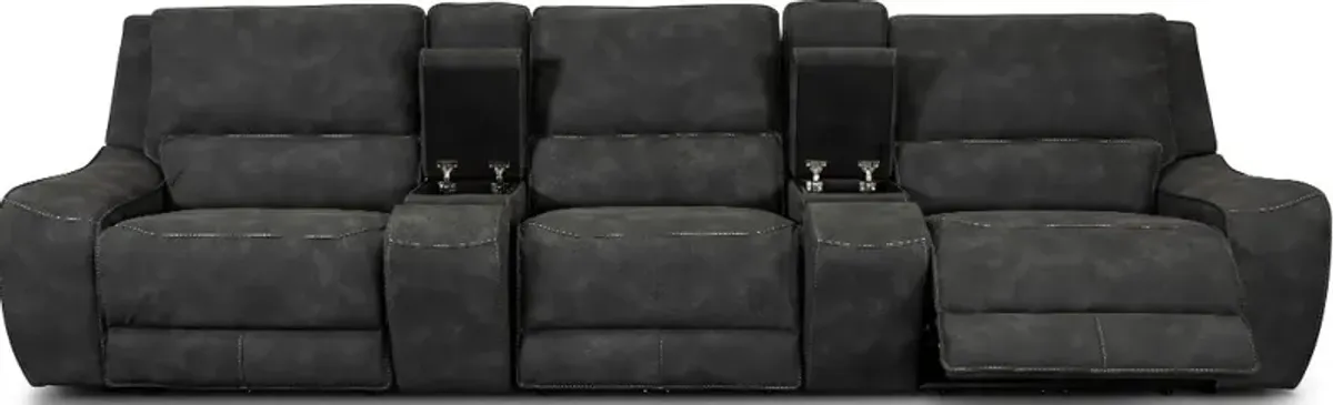 Sauvage Coal Power Reclining Home Theater Sectional
