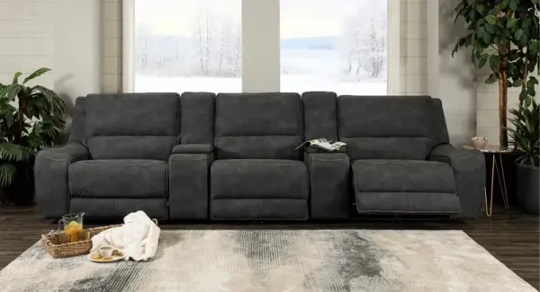 Sauvage Coal Power Reclining Home Theater Sectional