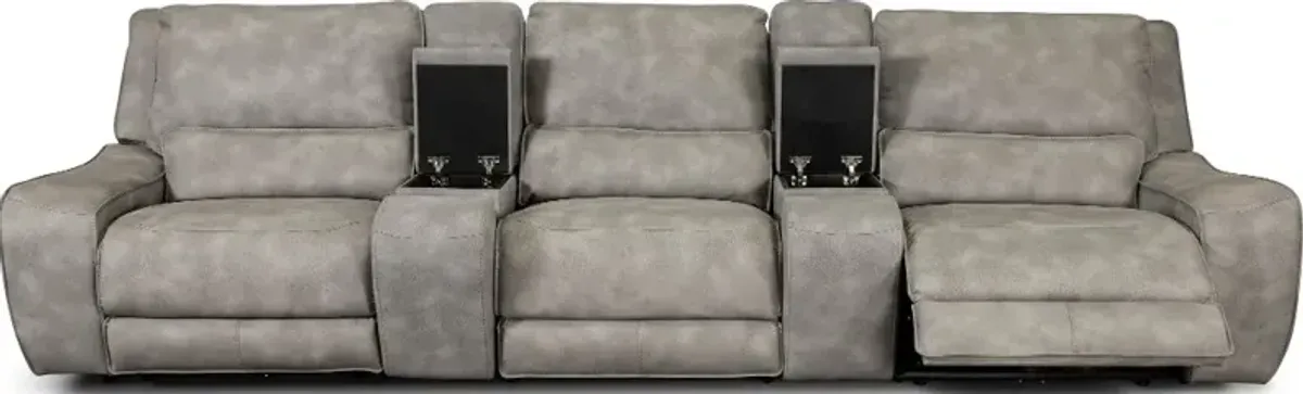 Sauvage Light Gray Power Reclining Home Theater Sectional