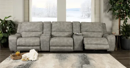 Sauvage Light Gray Power Reclining Home Theater Sectional