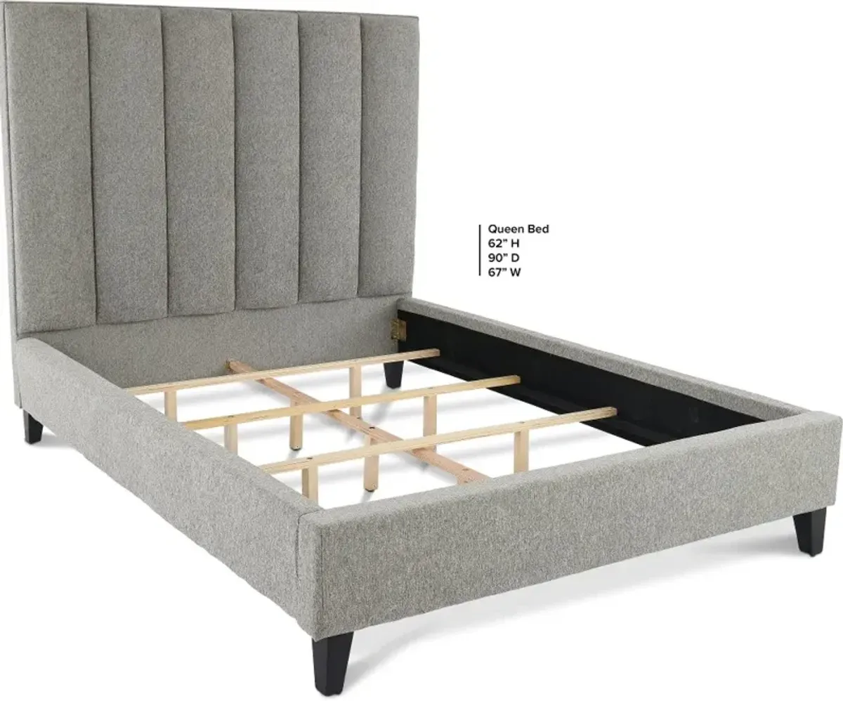 Avery Gray Queen Upholstered Bed