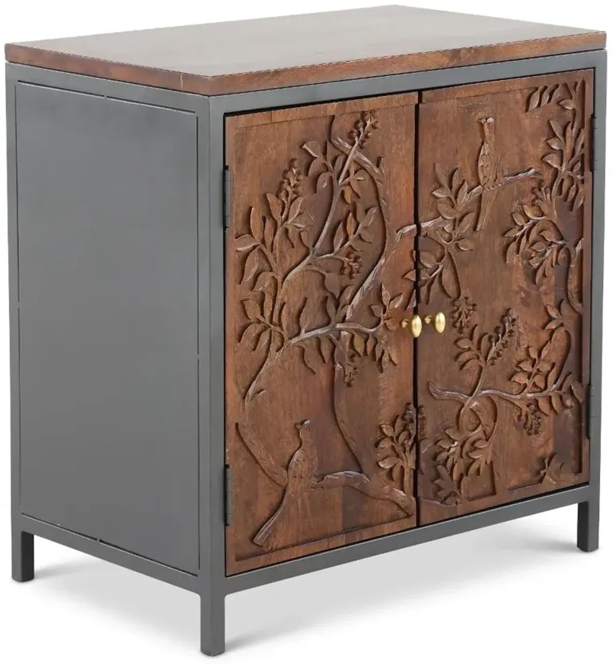 Linette Dark Brown Carved Accent Cabinet