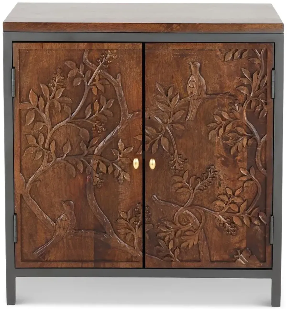 Linette Dark Brown Carved Accent Cabinet