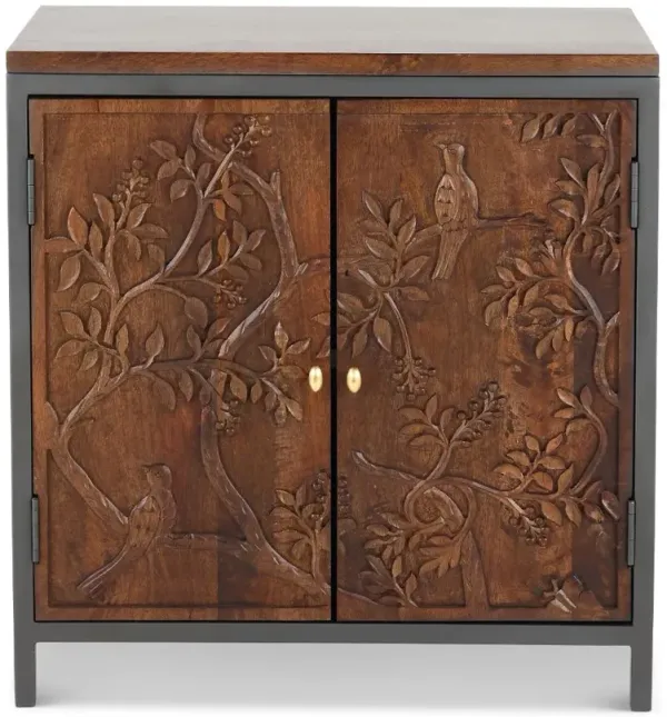 Linette Dark Brown Carved Accent Cabinet