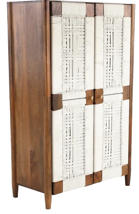 Taffyta Off-White and Brown Tall Cabinet