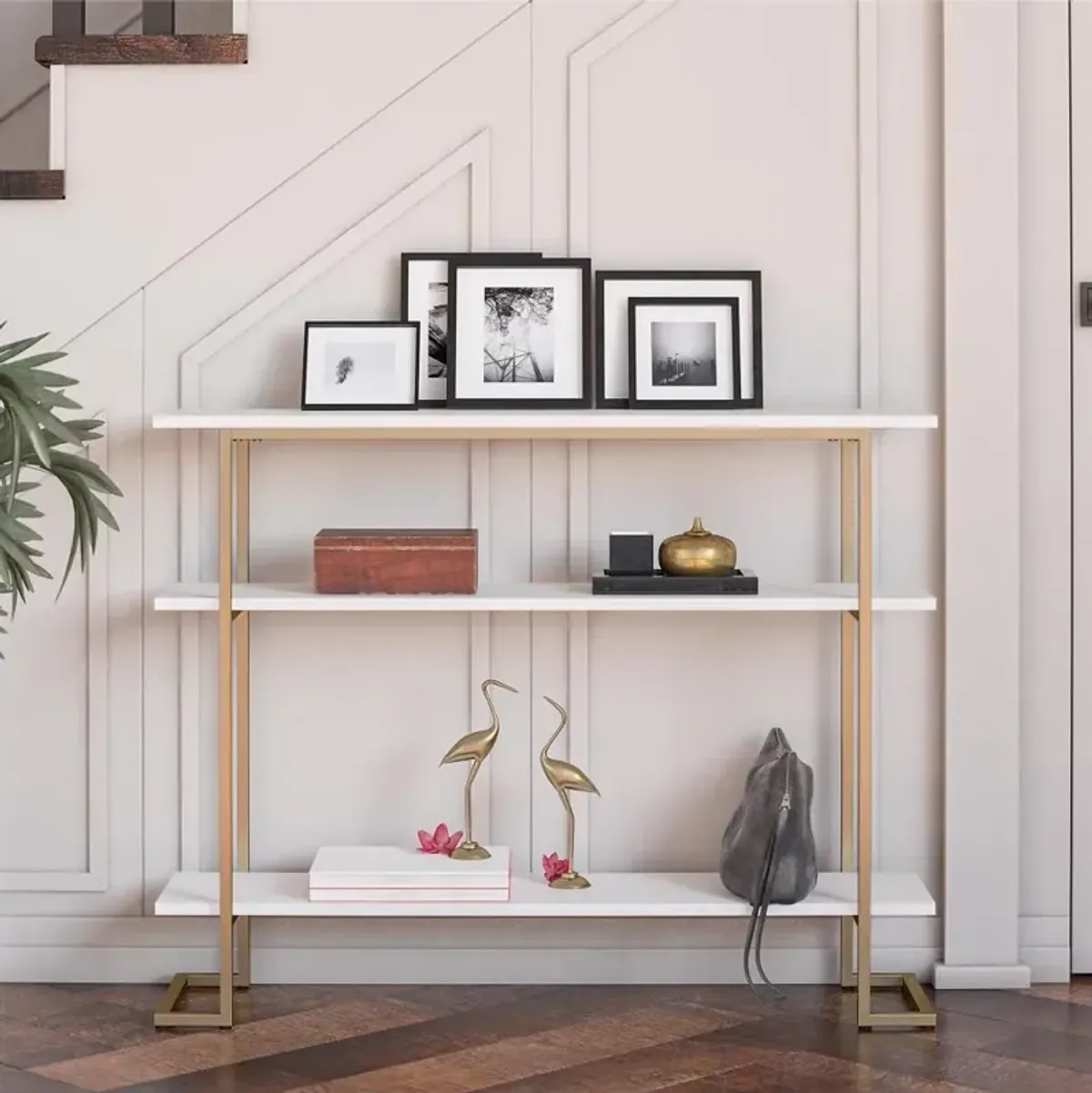 Serenity White & Gold Sofa Table