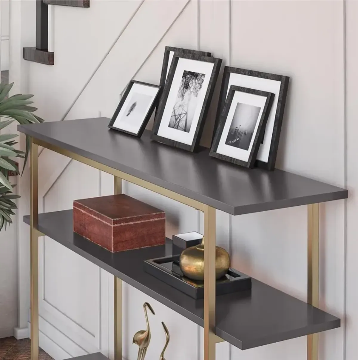 Serenity Gray & Gold Sofa Table