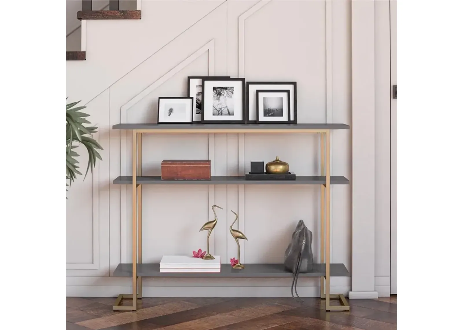 Serenity Gray & Gold Sofa Table