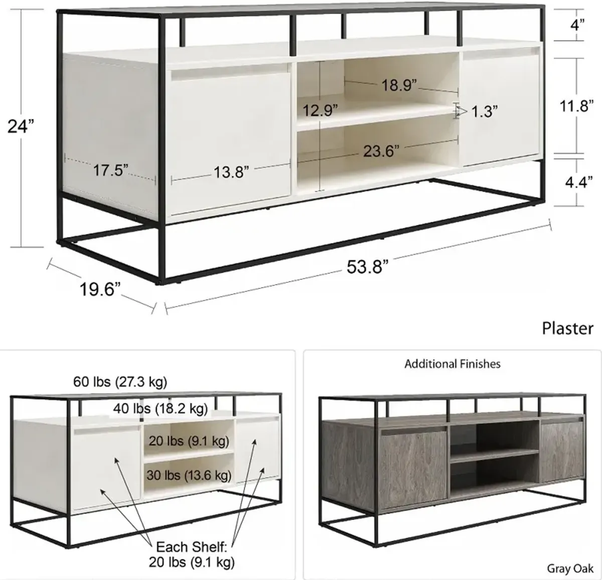 Camley Gray Oak 54" TV Stand