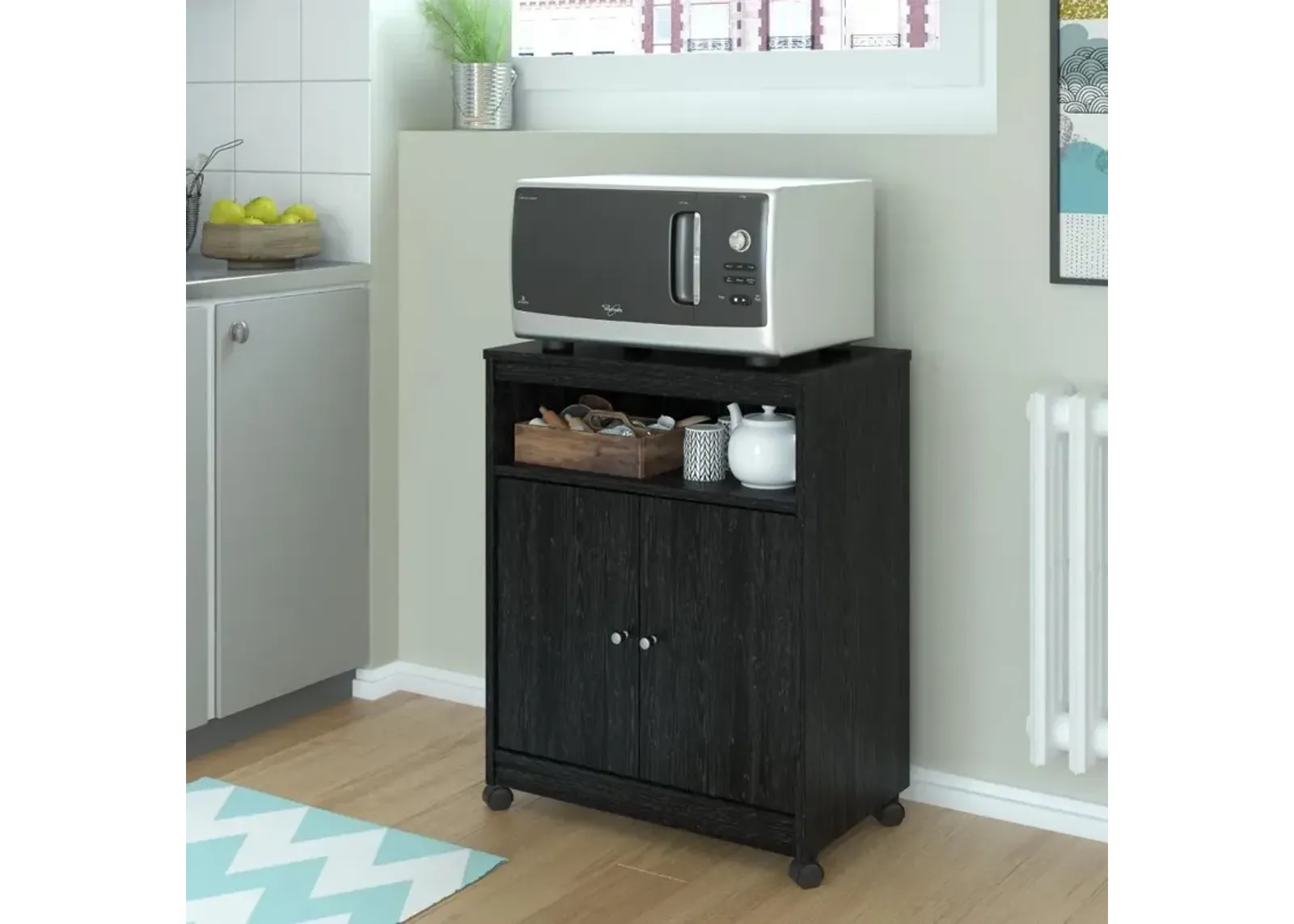 Landry Black Oak Microwave Cart