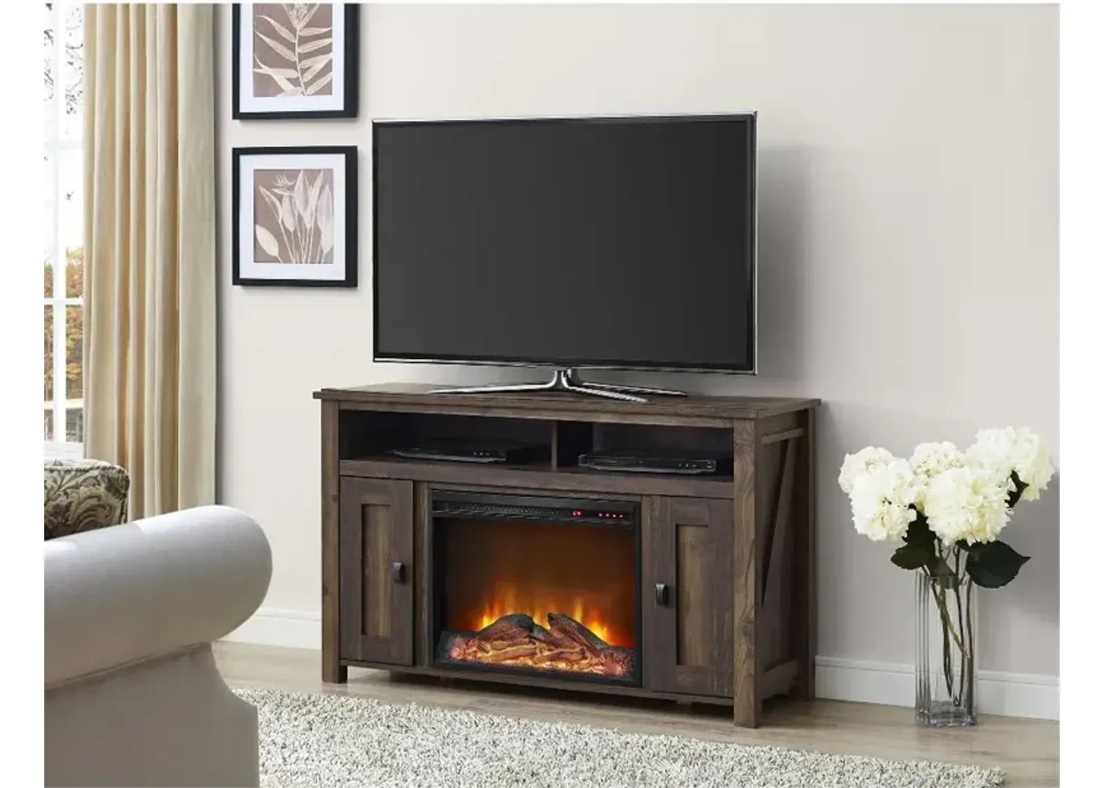 Farmington Dark Brown 50" Electric Fireplace TV Console