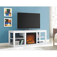 Parsons White 60" Electric Fireplace TV Stand