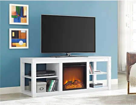 Parsons White 60" Electric Fireplace TV Stand