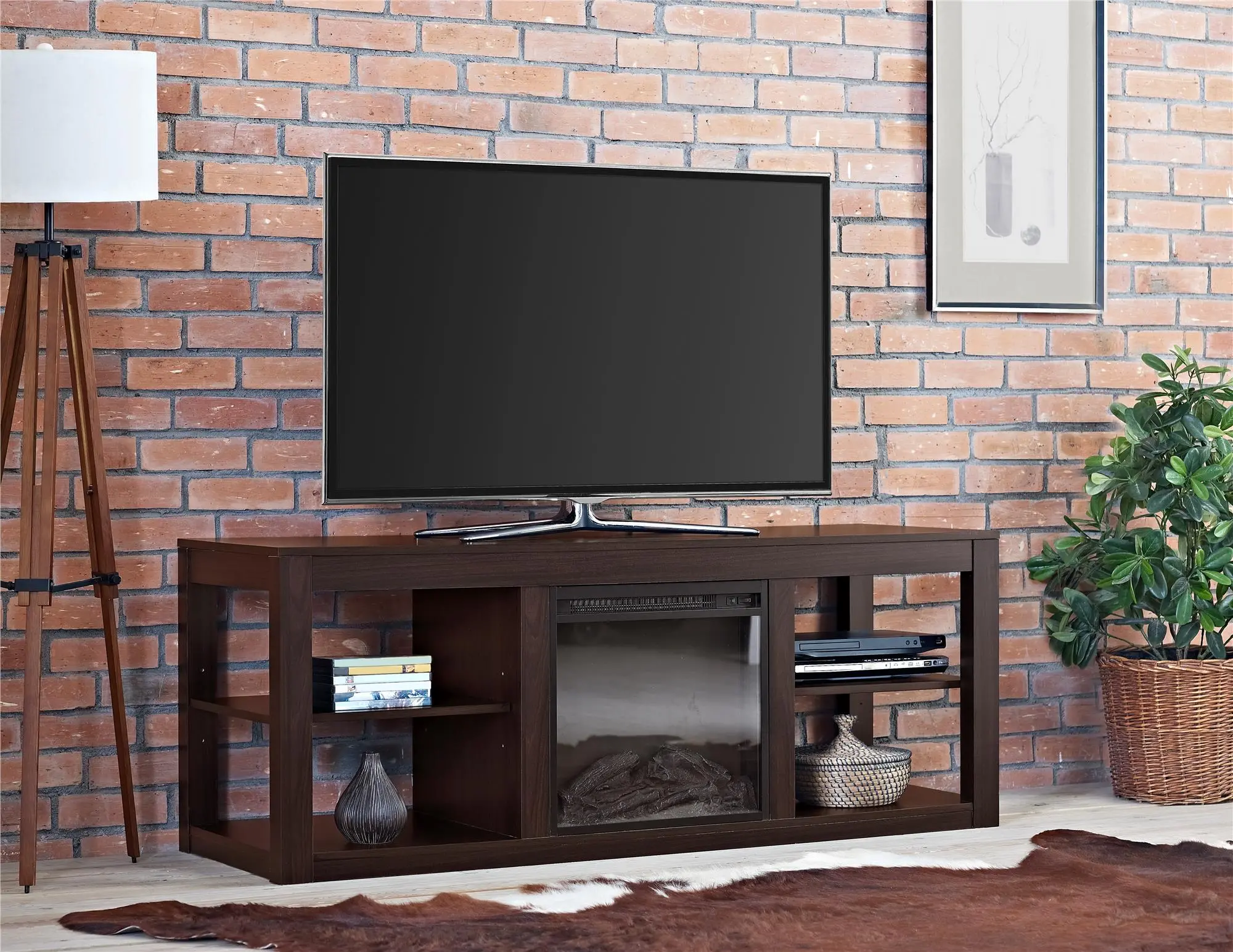 Parsons Espresso 60" Electric Fireplace TV Stand