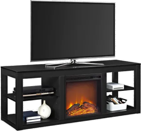Parsons Black 60" Electric Fireplace TV Stand
