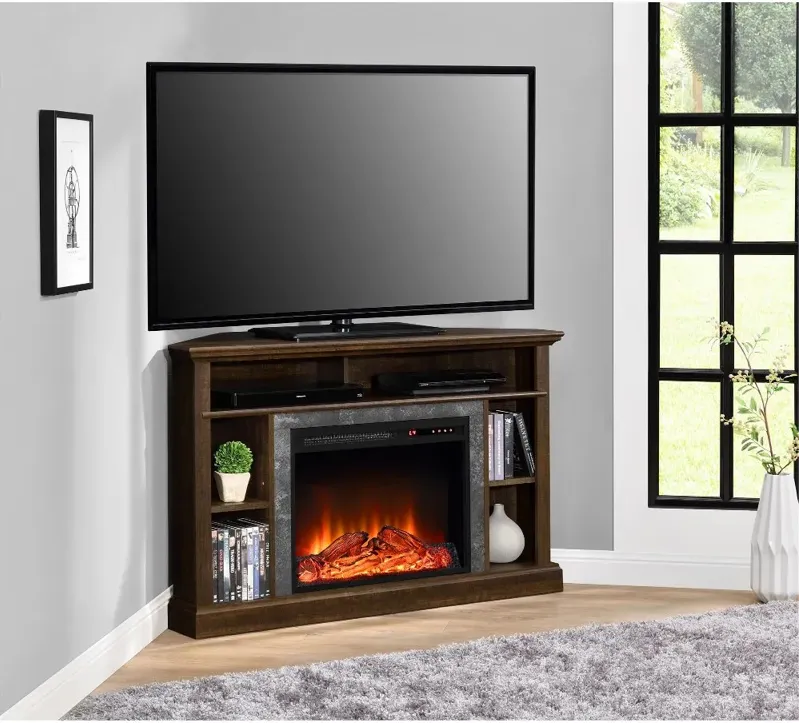 Overland Dark Brown Electric Corner Fireplace 50" TV Stand