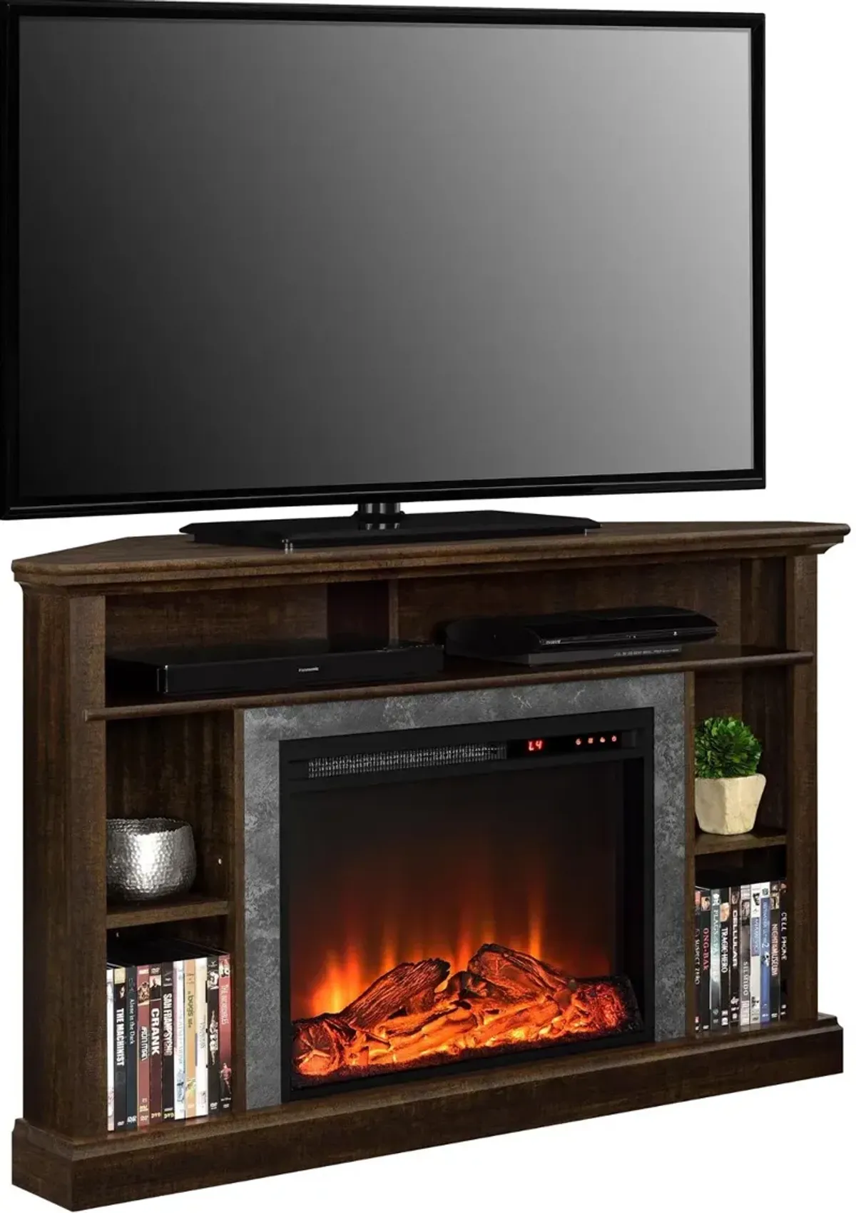 Overland Dark Brown Electric Corner Fireplace 50" TV Stand