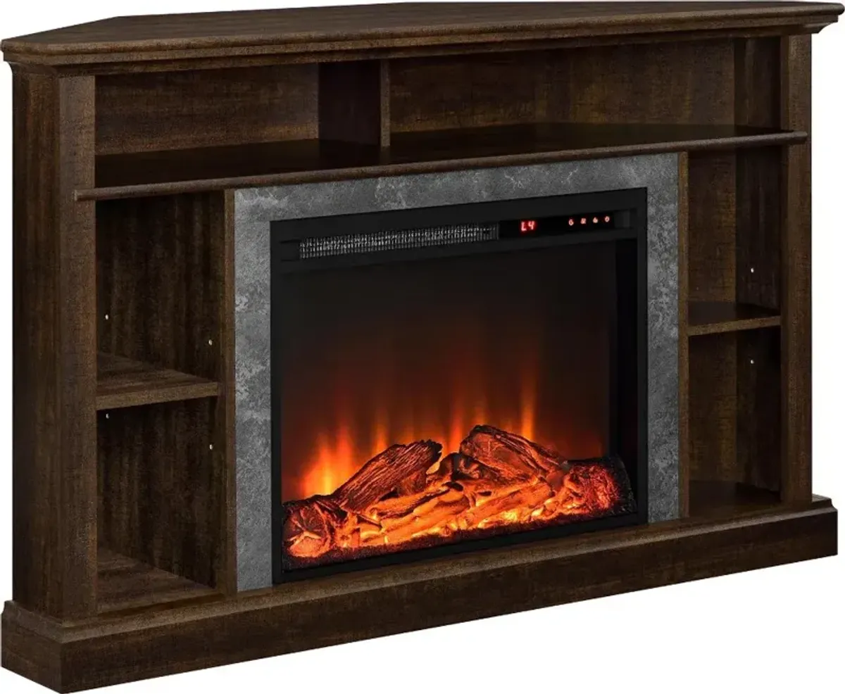 Overland Dark Brown Electric Corner Fireplace 50" TV Stand