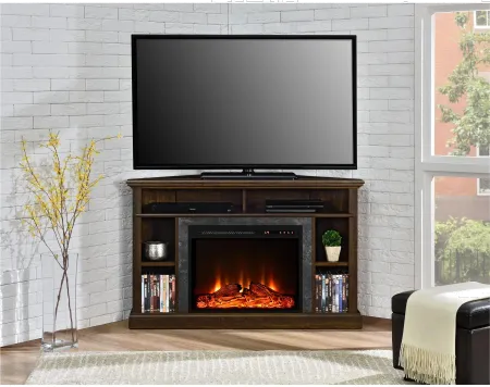 Overland Dark Brown Electric Corner Fireplace 50" TV Stand