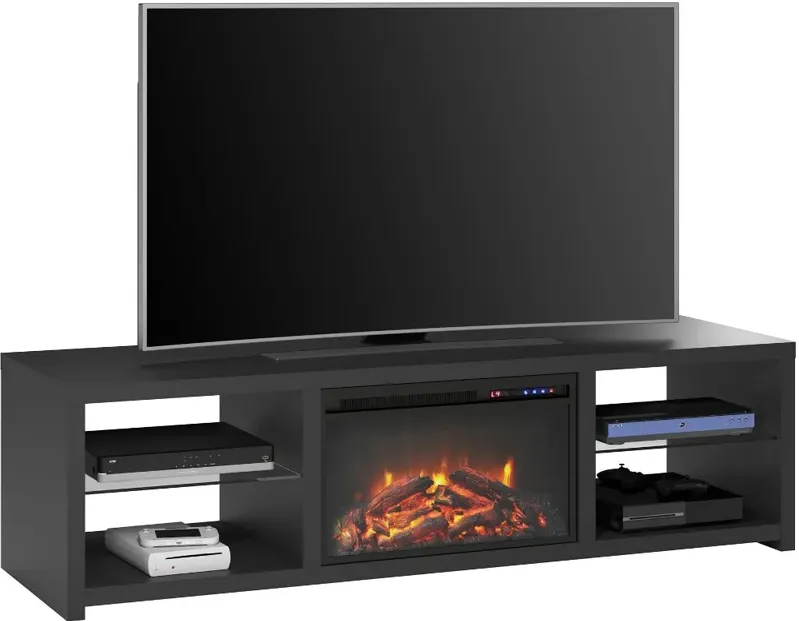 Harrison Black 70" TV Stand with Fireplace