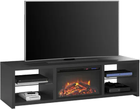 Harrison Black 70" TV Stand with Fireplace