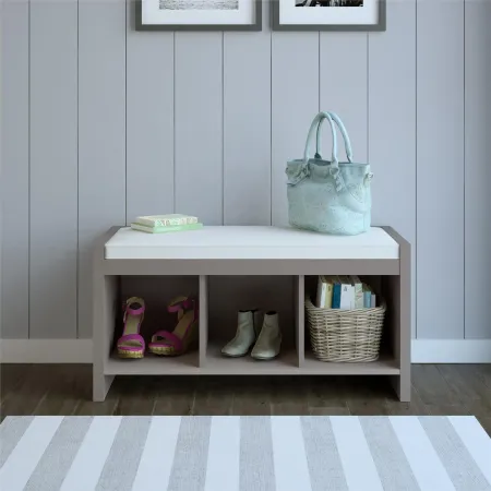 Penelope Taupe Entryway Storage Bench