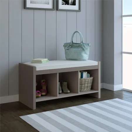 Penelope Taupe Entryway Storage Bench