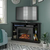 Overland Black 50" Corner Fireplace TV stand
