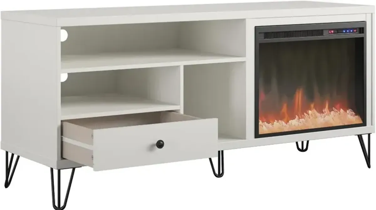 Owen White 60" Fireplace TV Stand