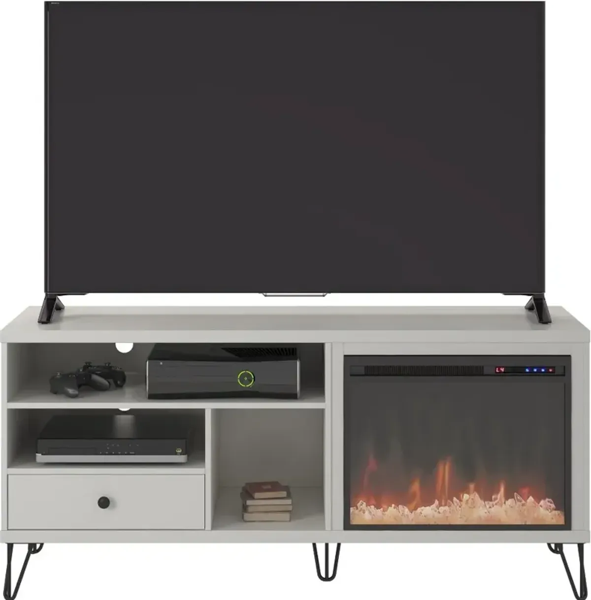 Owen White 60" Fireplace TV Stand