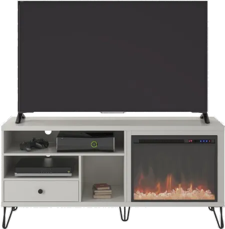Owen White 60" Fireplace TV Stand