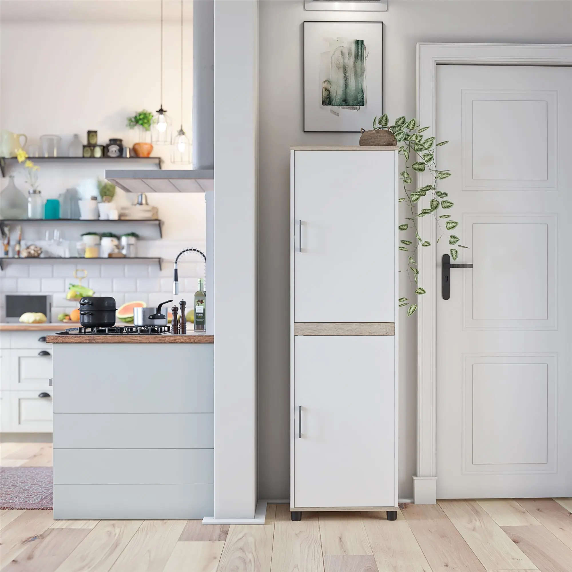 Whitmore White 2 Door Kitchen Pantry Cabinet