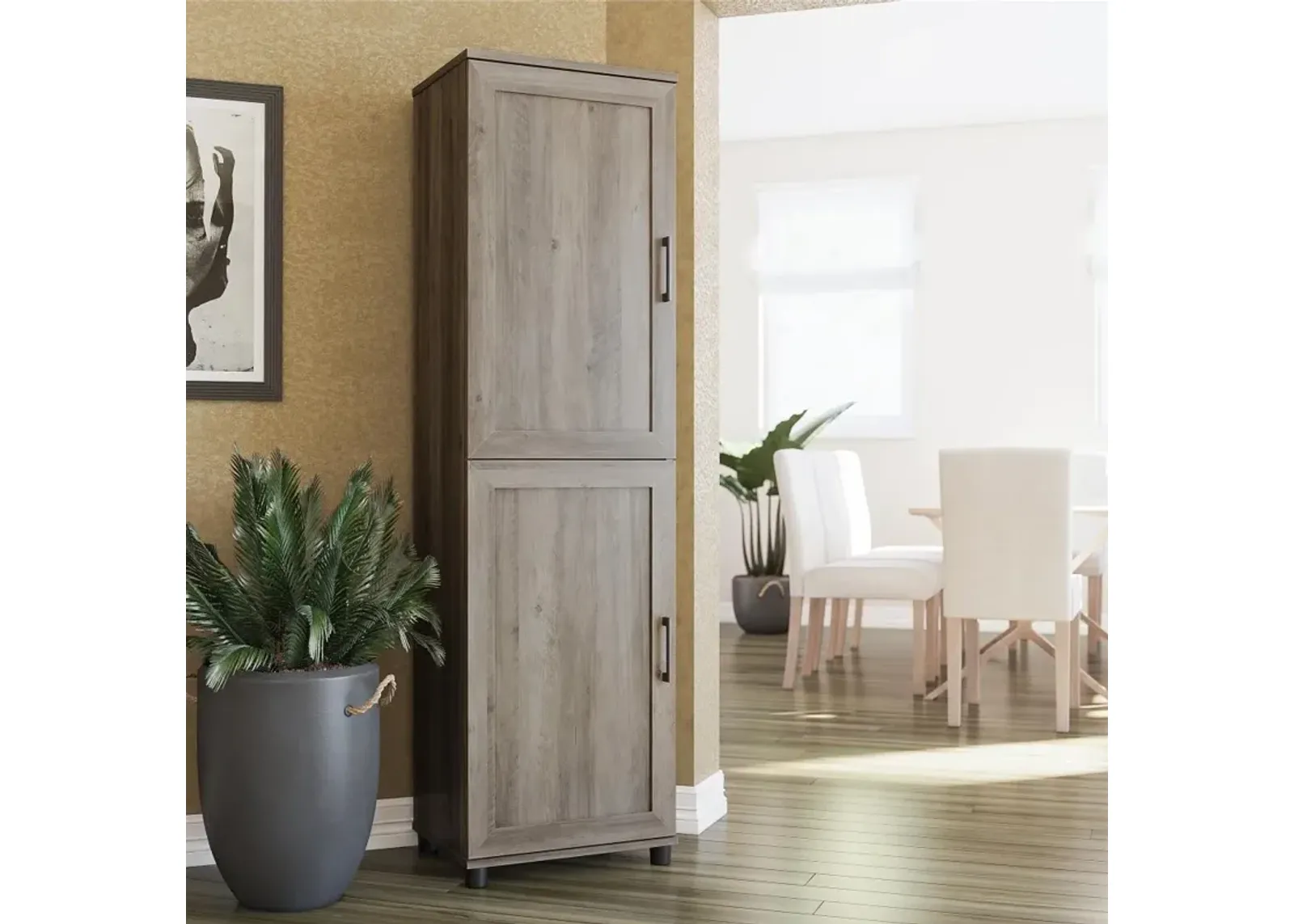 Dwyer Gray Oak 2 Door Kitchen Pantry Cabinet