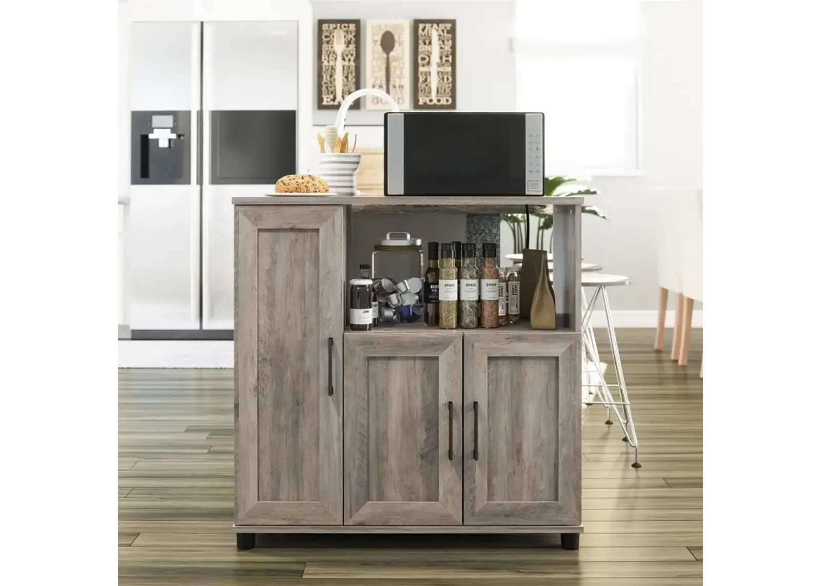 Dwyer Gray Oak Microwave Stand