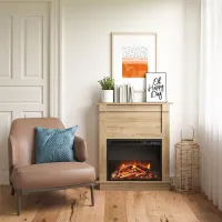 Ellsworth Light Brown Fireplace with Mantel