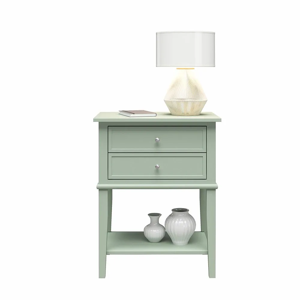 Franklin Light Green Accent Table with 2 Drawers