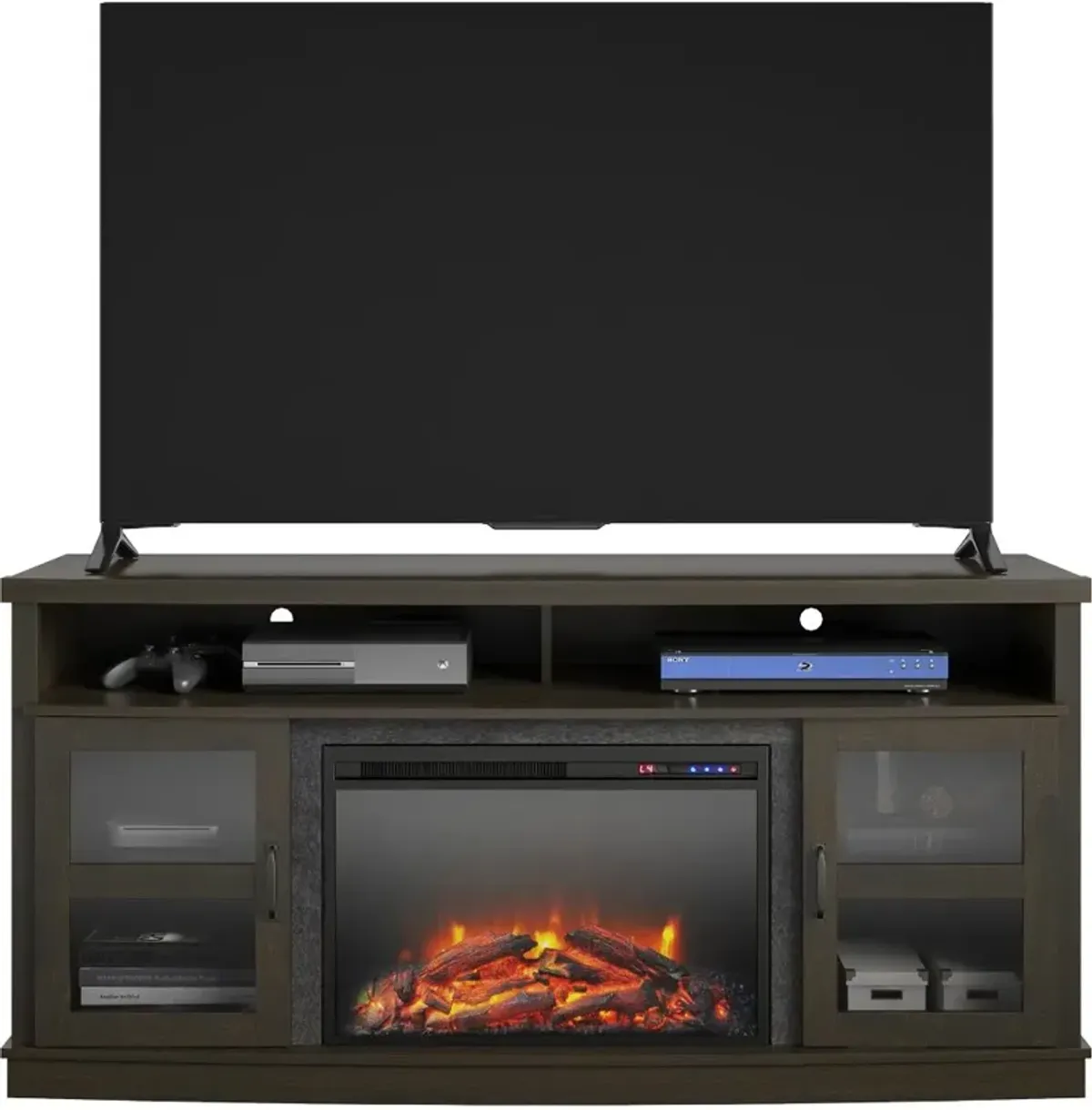 Ayden Park Espresso 65" TV Stand with Fireplace