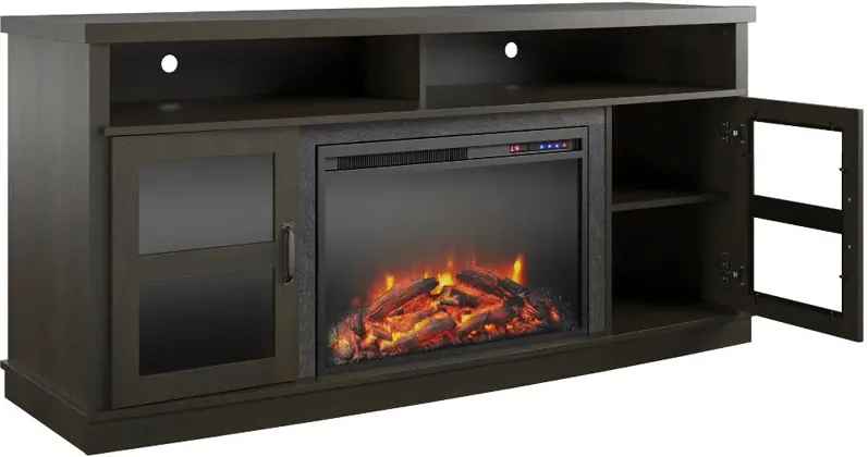 Ayden Park Espresso 65" TV Stand with Fireplace