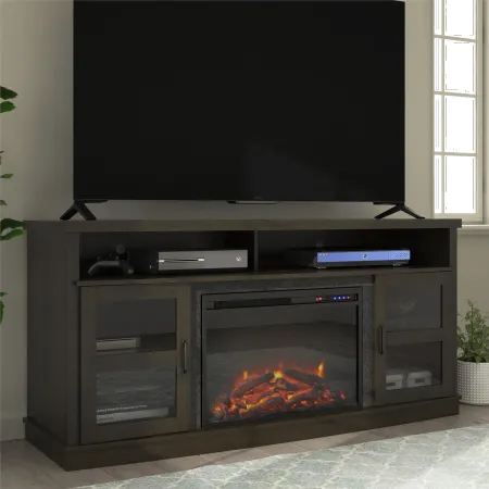 Ayden Park Espresso 65" TV Stand with Fireplace